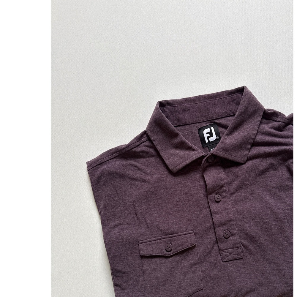 FootJoy Mens XL Heathered Plum Purple Performance Golf Polo Shirt Pocket Logo